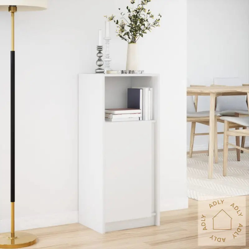 Skjenk Med Led Hvit 42,5X34X100 Cm Konstruert Tre