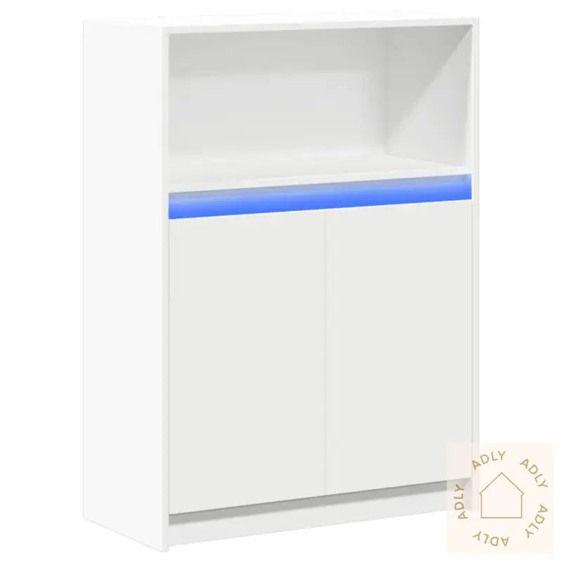 Skjenk Med Led Hvit 72X34X100 Cm Konstruert Tre