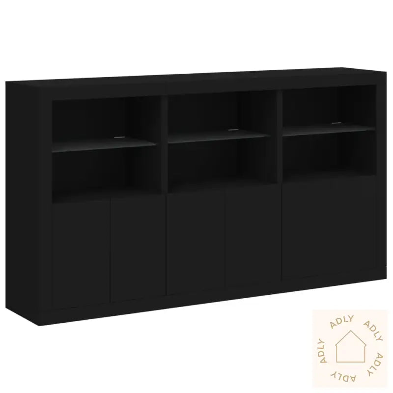 Skjenk Med Led-Lys Svart 181,5X37X100 Cm