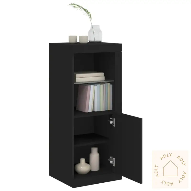 Skjenk Med Led-Lys Svart 41X37X100 Cm