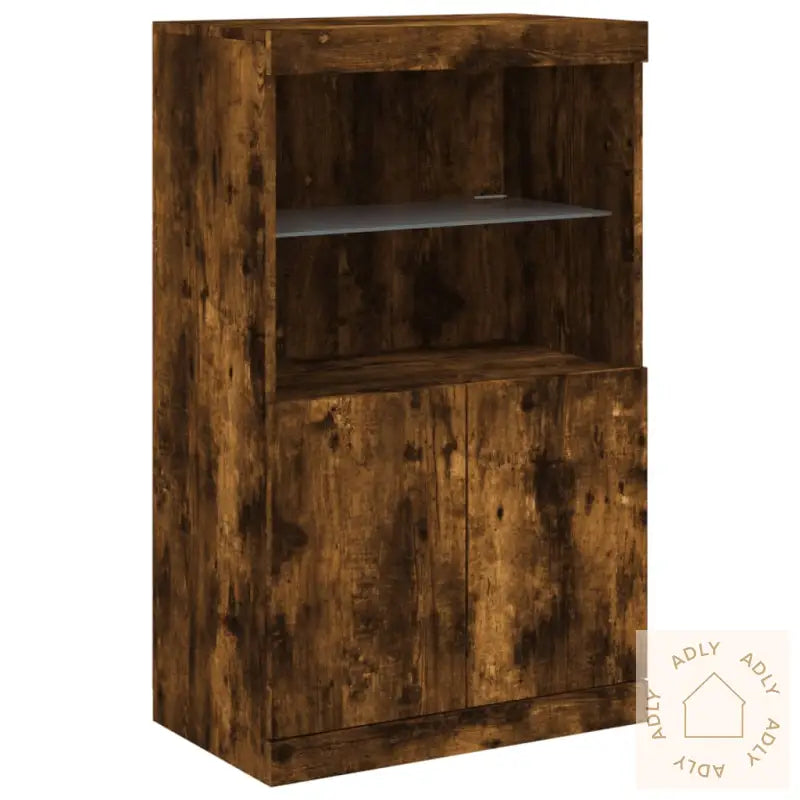 Skjenk Med Led-Lys Røkt Eik 181,5X37X100 Cm