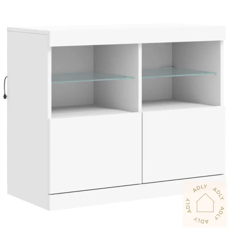 Skjenk Med Led-Lys Hvit 202X37X67 Cm