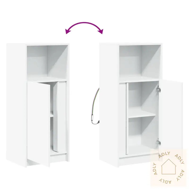 Skjenk Med Led Hvit 42,5X34X100 Cm Konstruert Tre