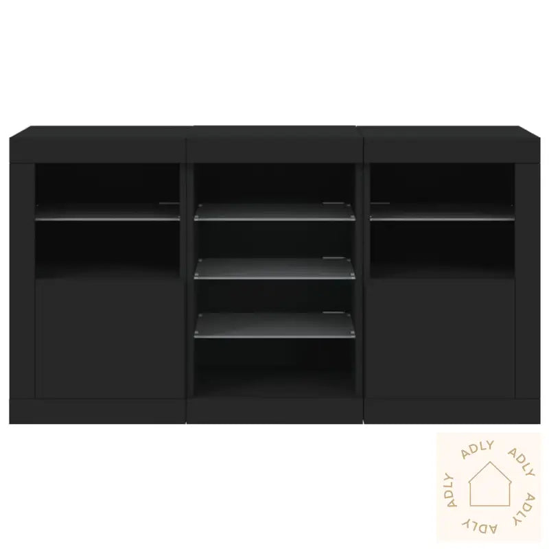 Skjenk Med Led-Lys Svart 123X37X67 Cm