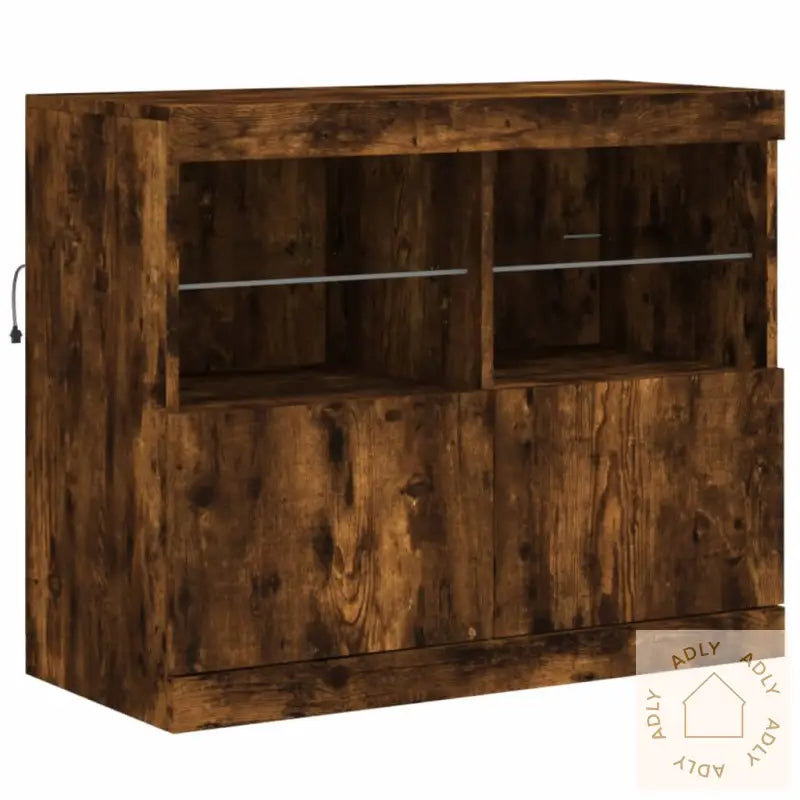 Skjenk Med Led-Lys Røkt Eik 81X37X67 Cm