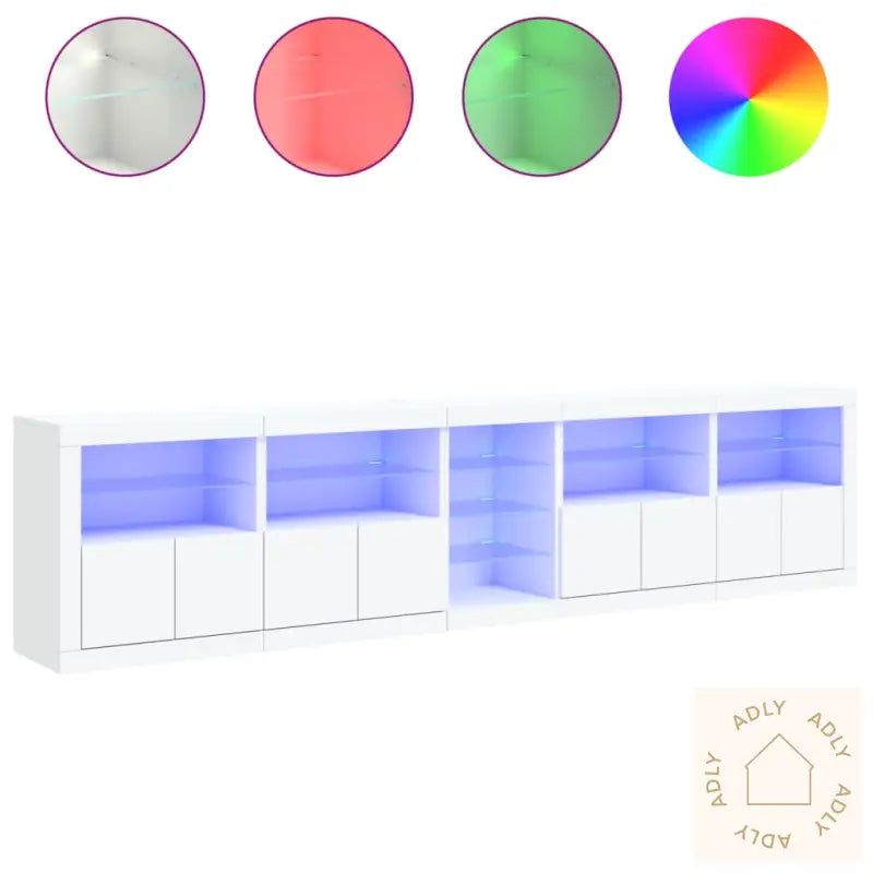 Skjenk Med Led-Lys Hvit 283X37X67 Cm