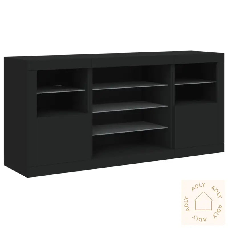 Skjenk Med Led-Lys Svart 142,5X37X67 Cm