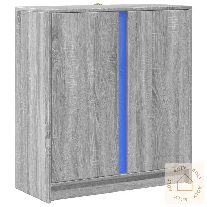 Skjenk Med Led Grå Sonoma 77X34X85 Cm Konstruert Tre