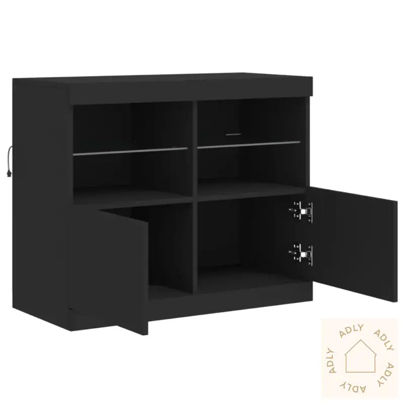 Skjenk Med Led-Lys Svart 81X37X67 Cm