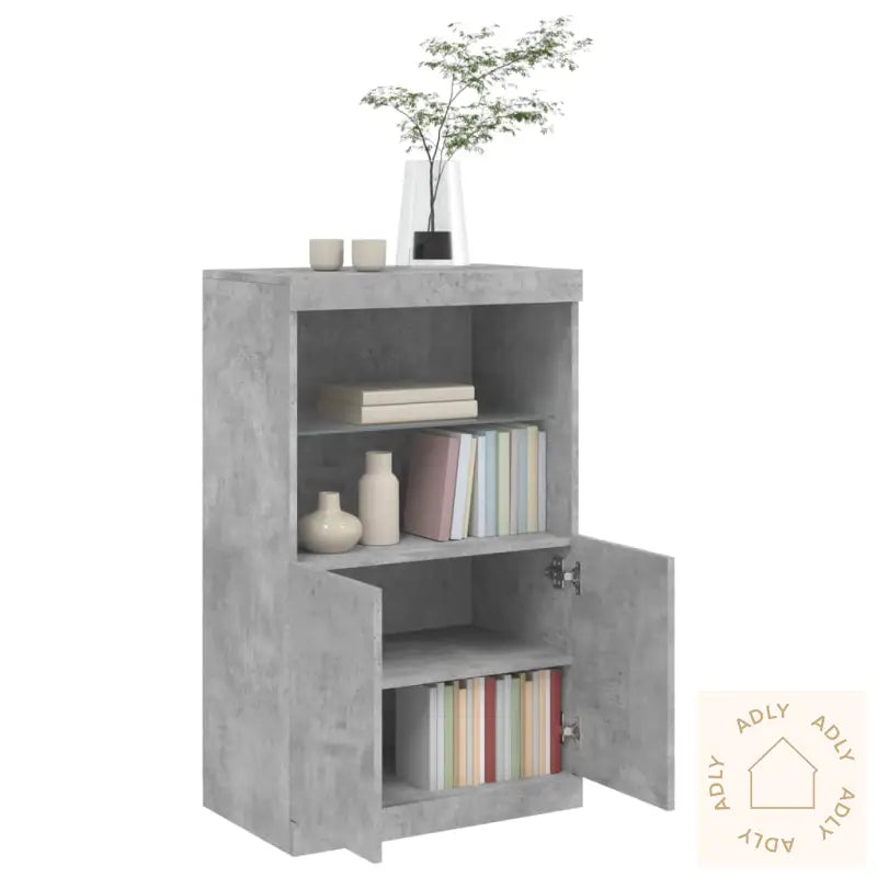 Skjenk Med Led-Lys Betonggrå 60,5X37X100 Cm