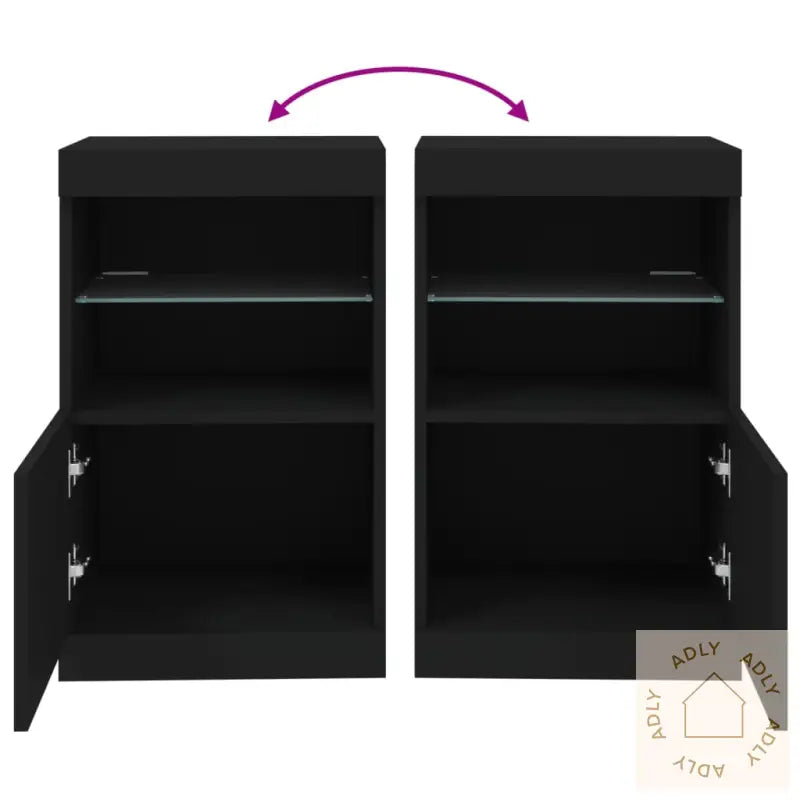 Skjenk Med Led-Lys Svart 41X37X67 Cm