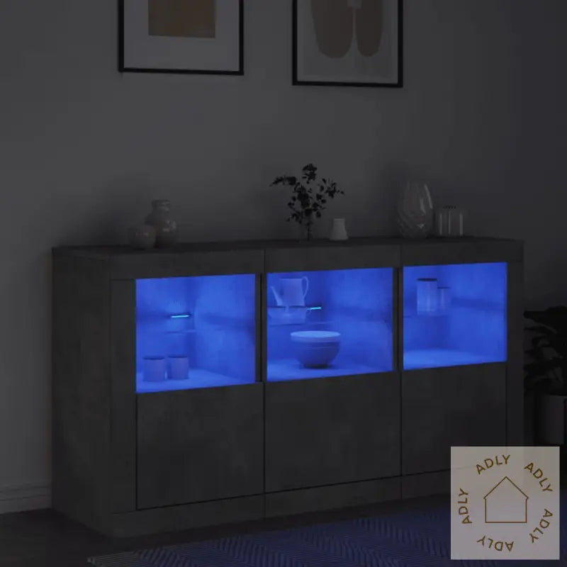 Skjenk Med Led-Lys Betonggrå 123X37X67 Cm