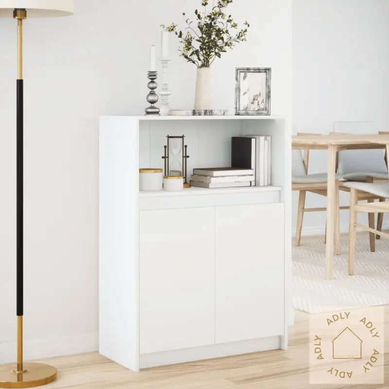 Skjenk Med Led Hvit 72X34X100 Cm Konstruert Tre