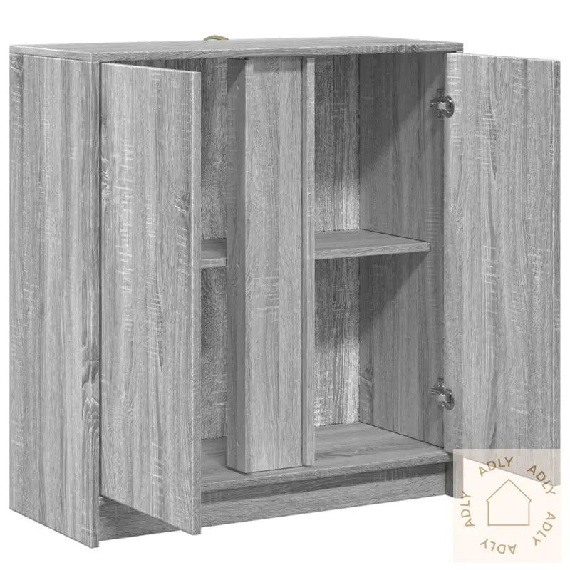 Skjenk Med Led Grå Sonoma 77X34X85 Cm Konstruert Tre