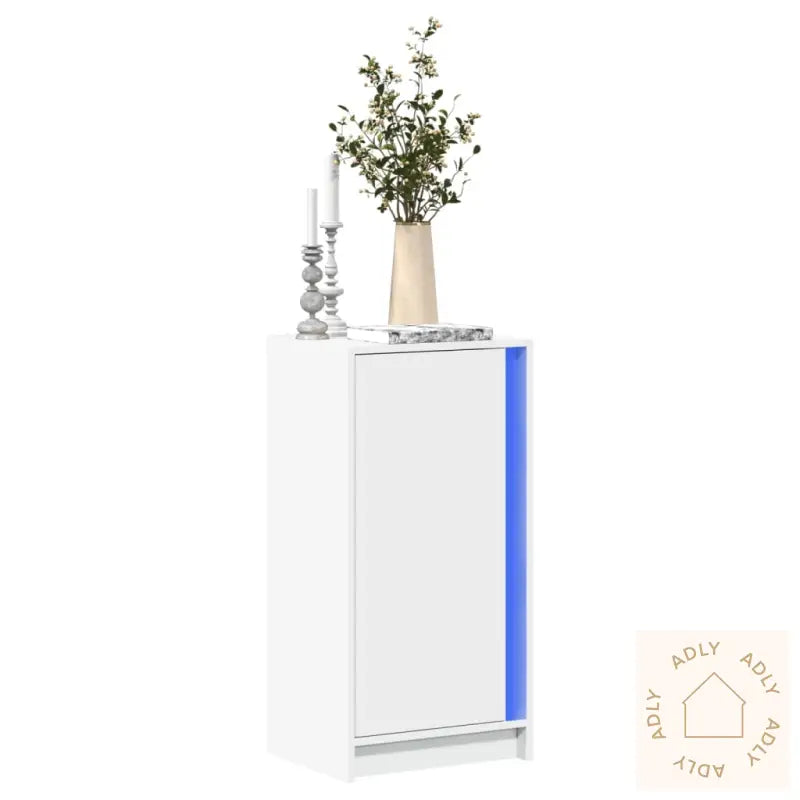 Skjenk Med Led Hvit 42,5X34X85 Cm Konstruert Tre