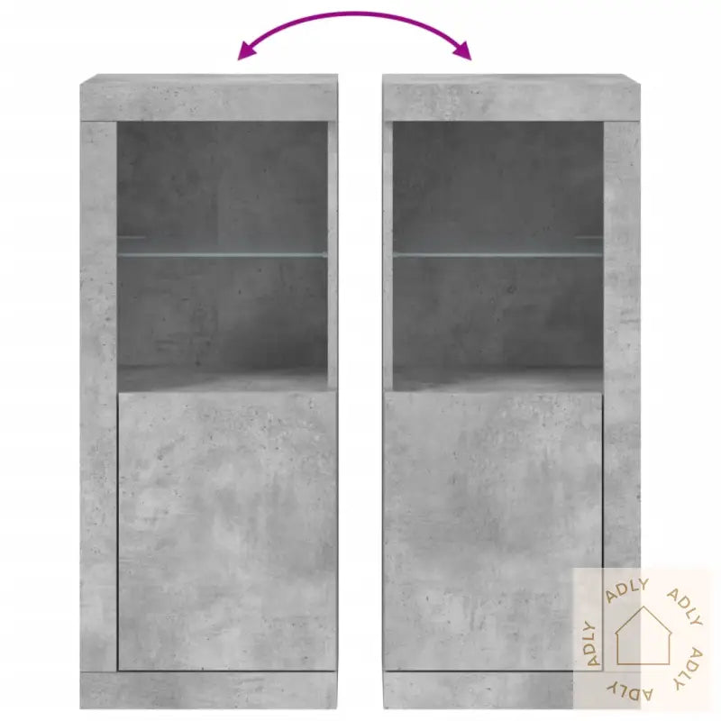 Skjenk Med Led-Lys Betonggrå 41X37X100 Cm