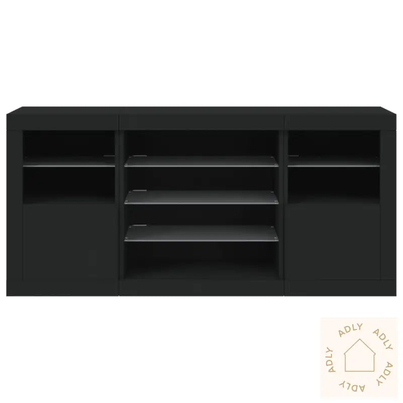 Skjenk Med Led-Lys Svart 142,5X37X67 Cm