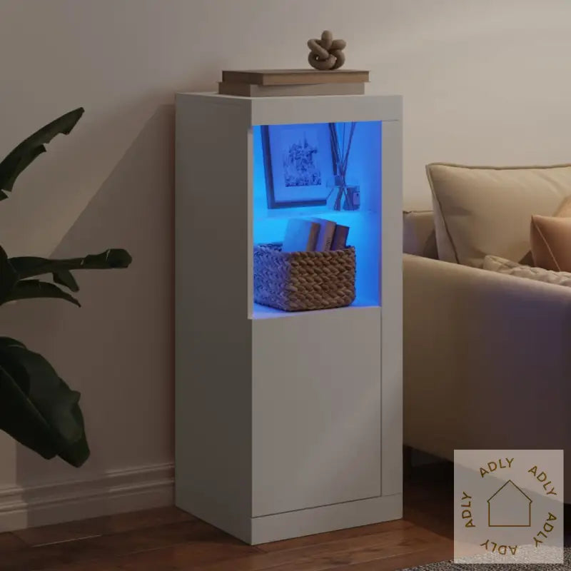 Skjenk Med Led-Lys Hvit 41X37X100 Cm