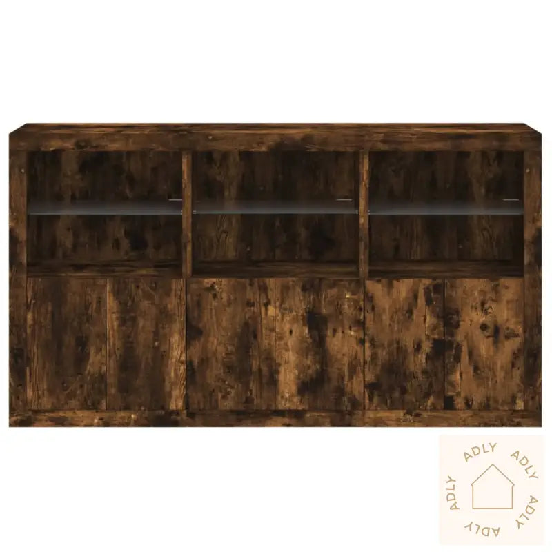 Skjenk Med Led-Lys Røkt Eik 181,5X37X100 Cm