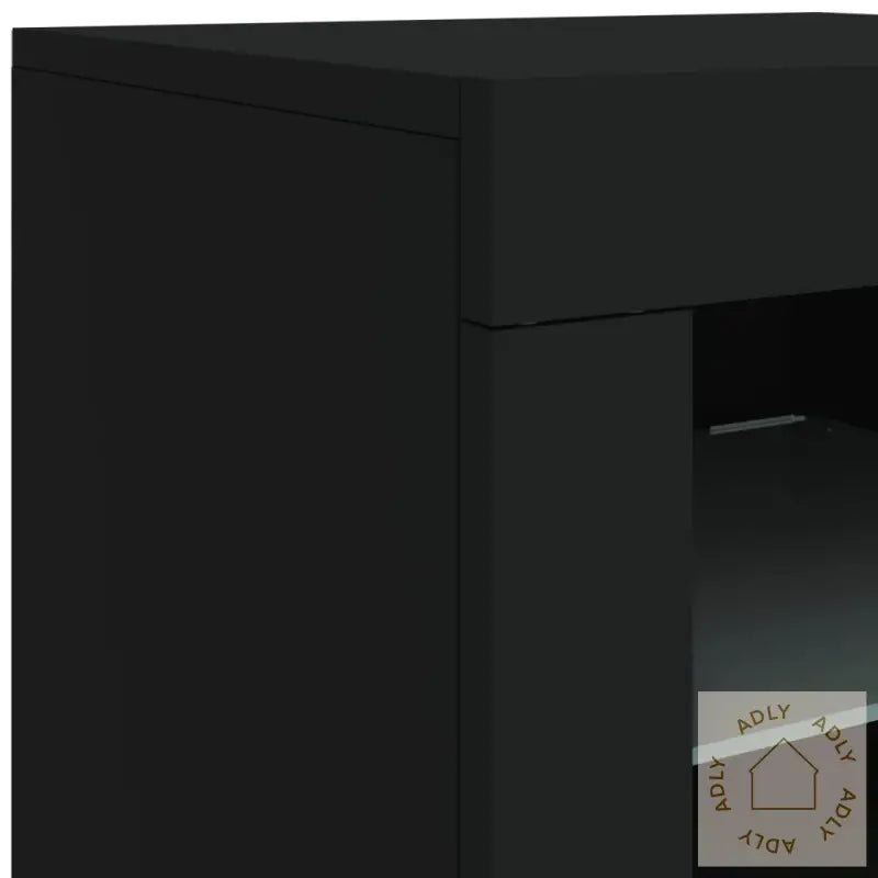 Skjenk Med Led-Lys Svart 162X37X67 Cm