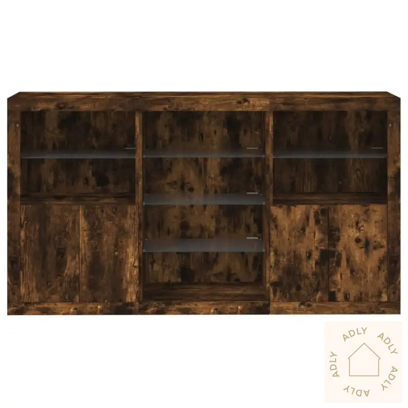 Skjenk Med Led-Lys Røkt Eik 181,5X37X100 Cm