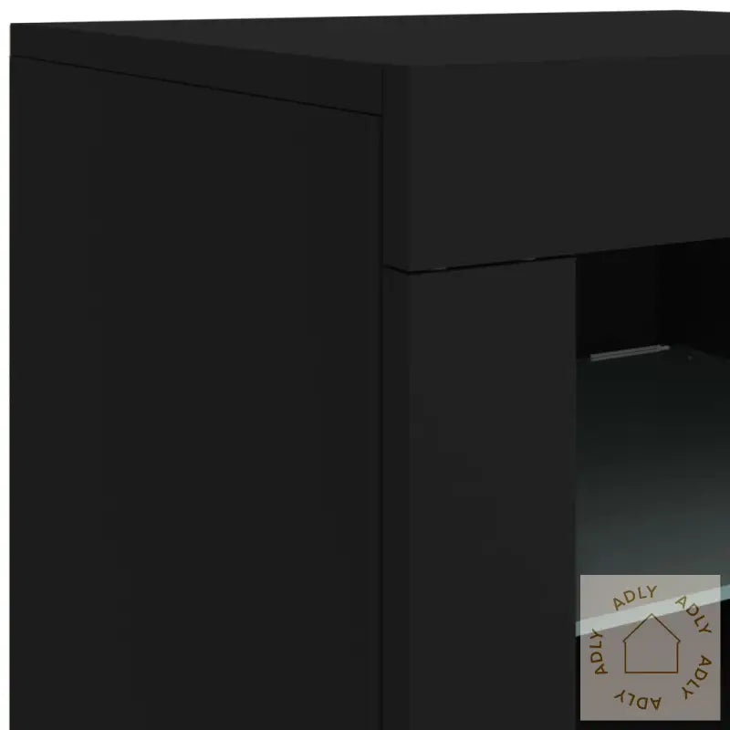 Skjenk Med Led-Lys Svart 123X37X67 Cm