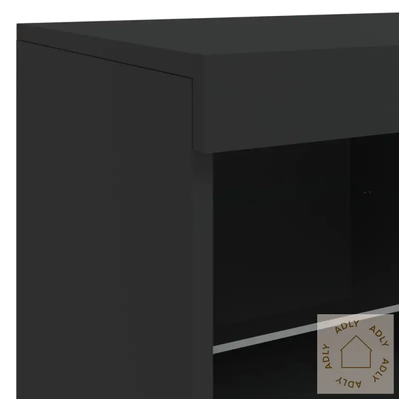 Skjenk Med Led-Lys Svart 163X37X67 Cm
