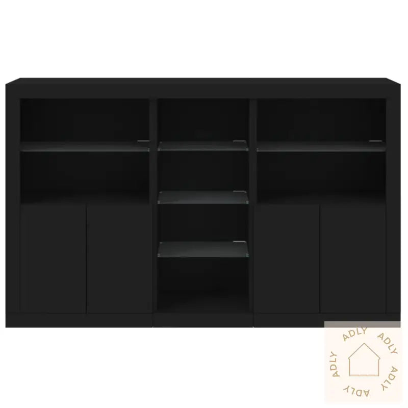 Skjenk Med Led-Lys Svart 162X37X100 Cm