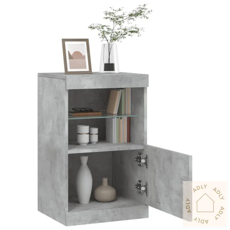 Skjenk Med Led-Lys Betonggrå 41X37X67 Cm