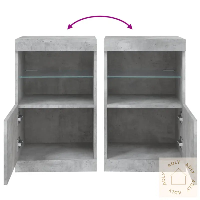 Skjenk Med Led-Lys Betonggrå 41X37X67 Cm