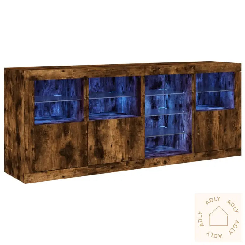 Skjenk Med Led-Lys Røkt Eik 164X37X67 Cm
