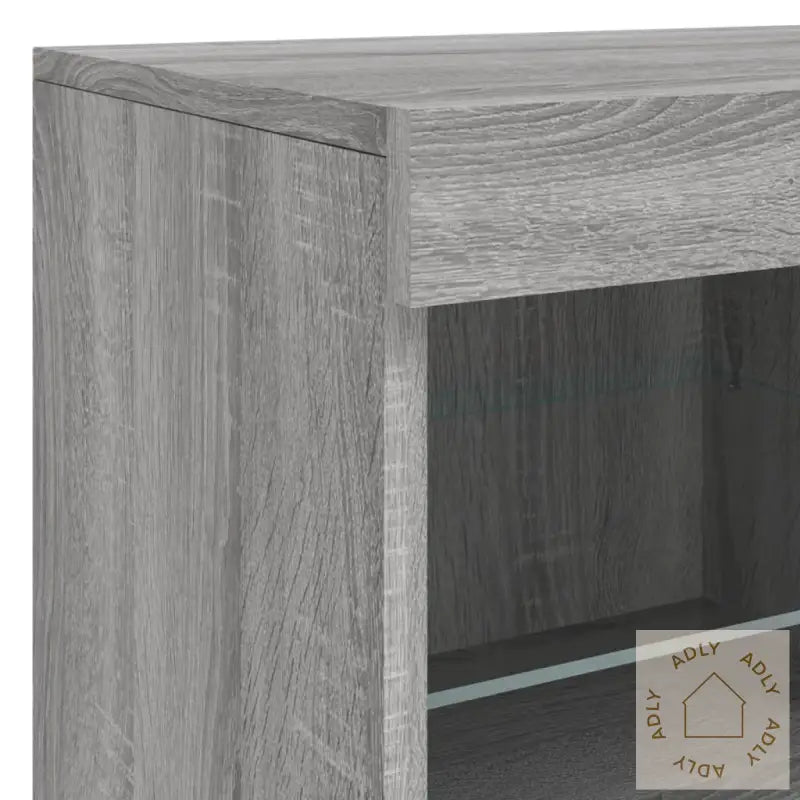 Skjenk Med Led-Lys Grå Sonoma 81X37X67 Cm