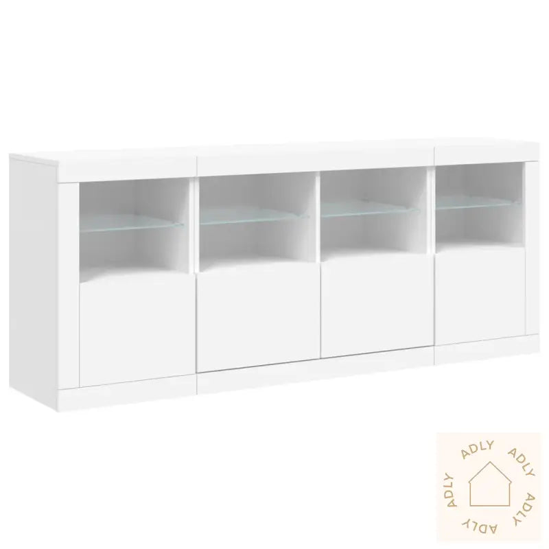 Skjenk Med Led-Lys Hvit 163X37X67 Cm