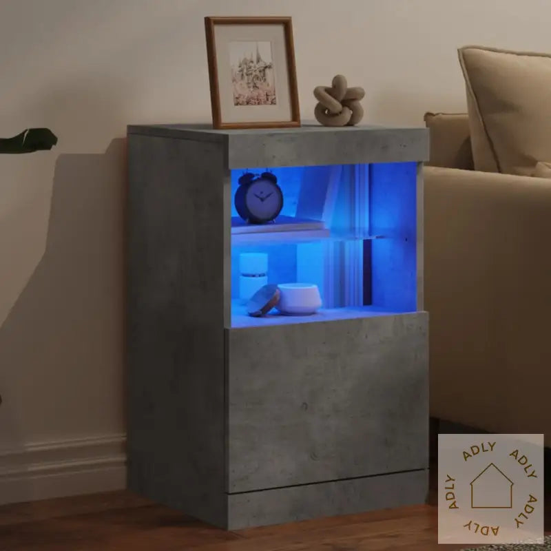 Skjenk Med Led-Lys Betonggrå 41X37X67 Cm