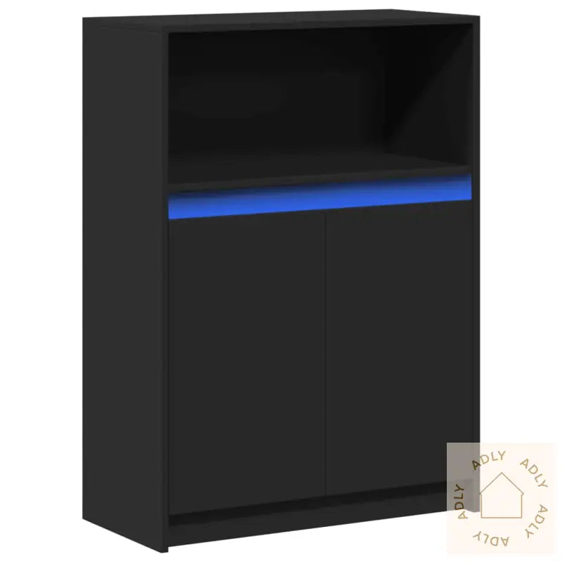 Skjenk Med Led Svart 72X34X100 Cm Konstruert Tre