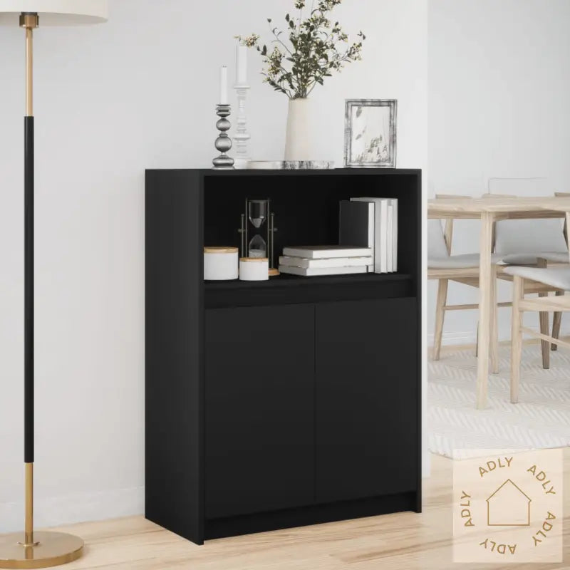 Skjenk Med Led Svart 72X34X100 Cm Konstruert Tre