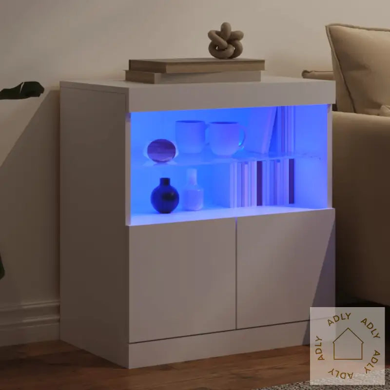 Skjenk Med Led-Lys Hvit 60X37X67 Cm