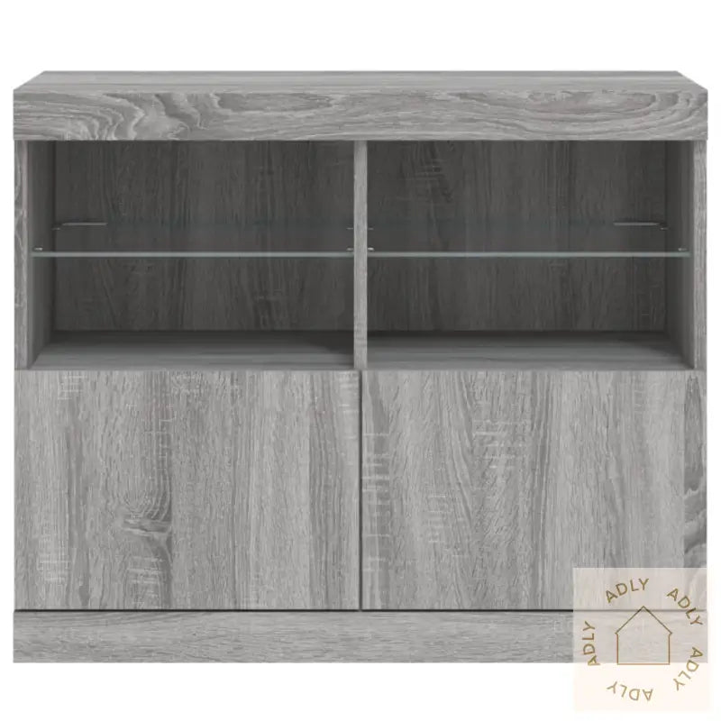 Skjenk Med Led-Lys Grå Sonoma 81X37X67 Cm