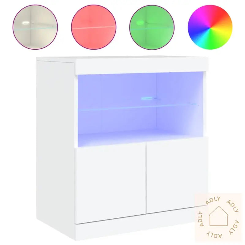 Skjenk Med Led-Lys Hvit 60X37X67 Cm