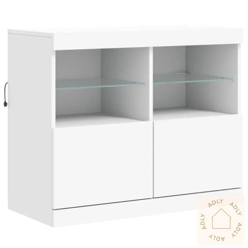 Skjenk Med Led-Lys Hvit 163X37X67 Cm