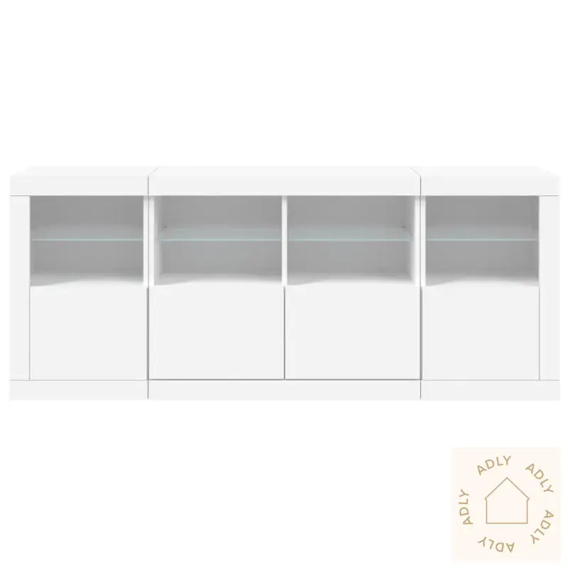 Skjenk Med Led-Lys Hvit 163X37X67 Cm