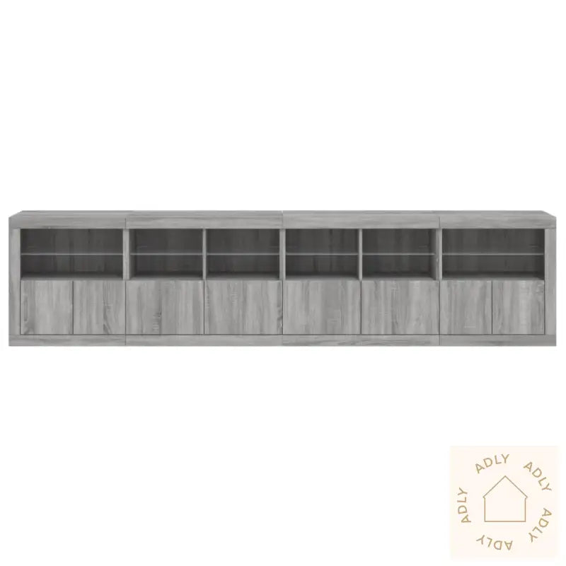 Skjenk Med Led-Lys Grå Sonoma 283X37X67 Cm