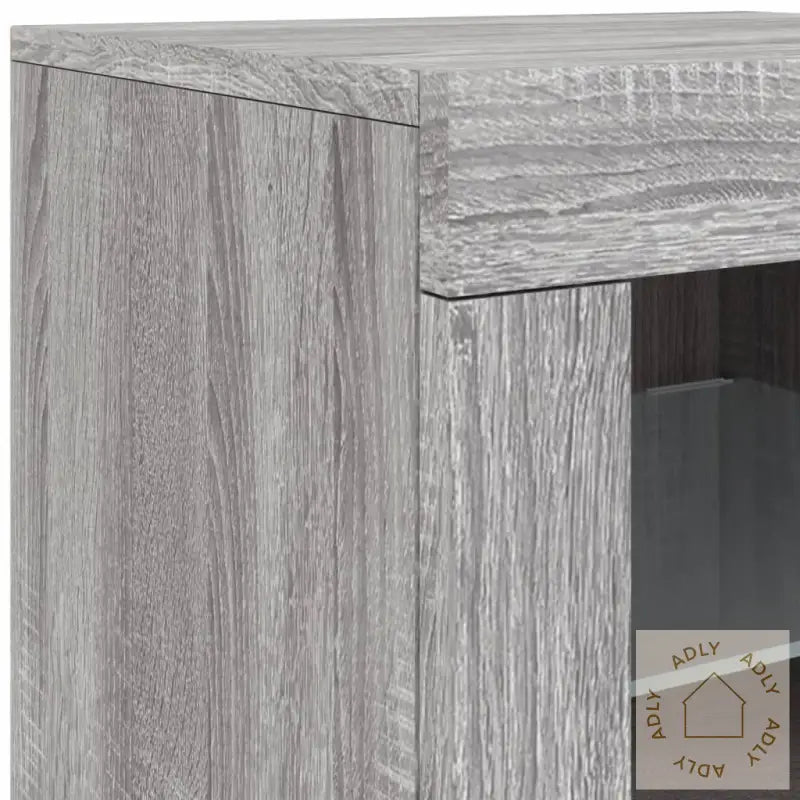 Skjenk Med Led-Lys Grå Sonoma 283X37X67 Cm