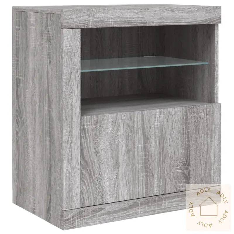 Skjenk Med Led-Lys Grå Sonoma 283X37X67 Cm