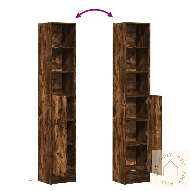 Skjenk Med Led Røkt Eik 36X32,5X200 Cm Konstruert Tre