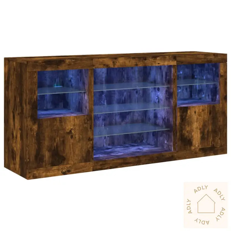 Skjenk Med Led-Lys Røkt Eik 142,5X37X67 Cm