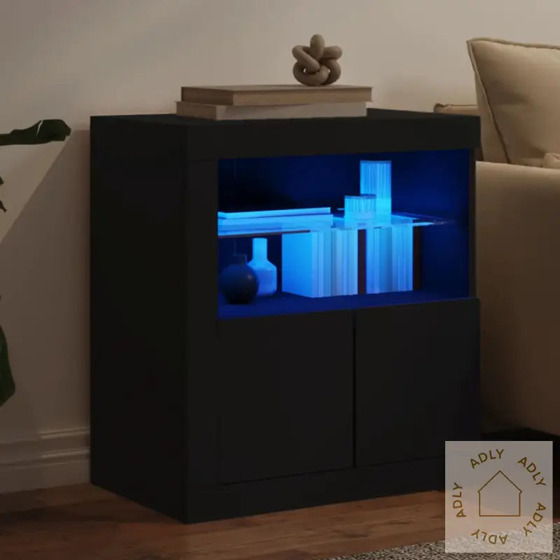 Skjenk Med Led-Lys Svart 60,5X37X67 Cm