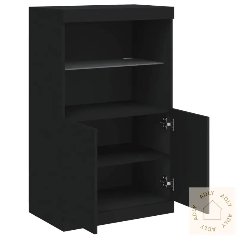 Skjenk Med Led-Lys Svart 60,5X37X100 Cm
