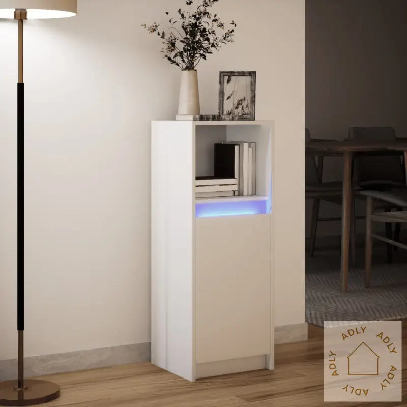 Skjenk Med Led Hvit 38X34X100 Cm Konstruert Tre