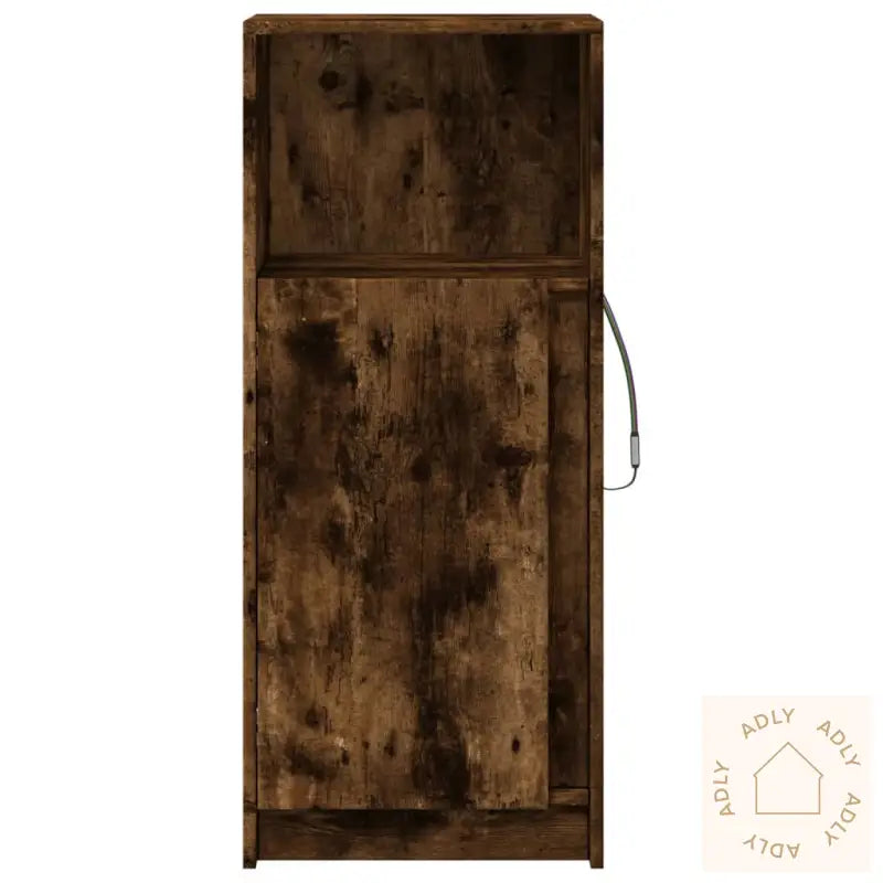 Skjenk Med Led Røkt Eik 42,5X34X100 Cm Konstruert Tre